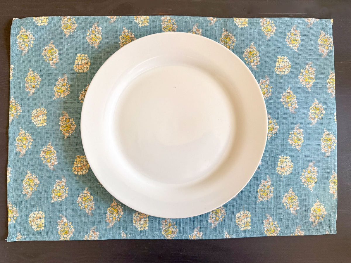 golden hydrangea blooms european linen placemats
