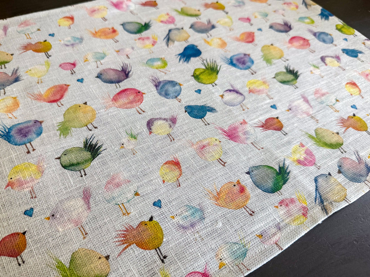 floofy birds european linen placemats