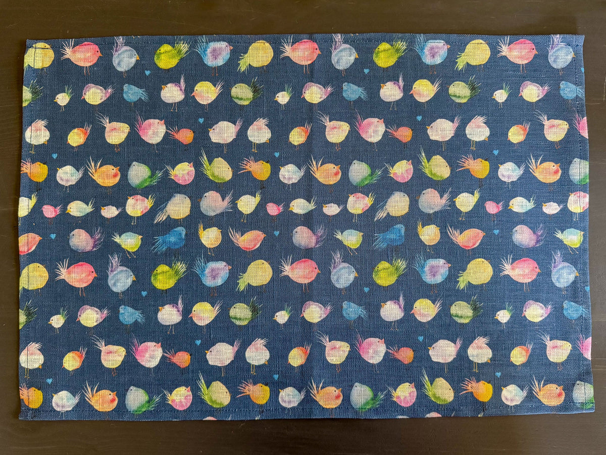floofy birds european linen placemats