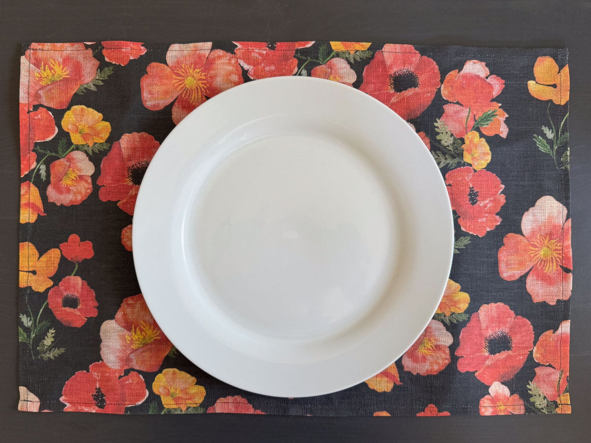 ember poppies european linen placemats
