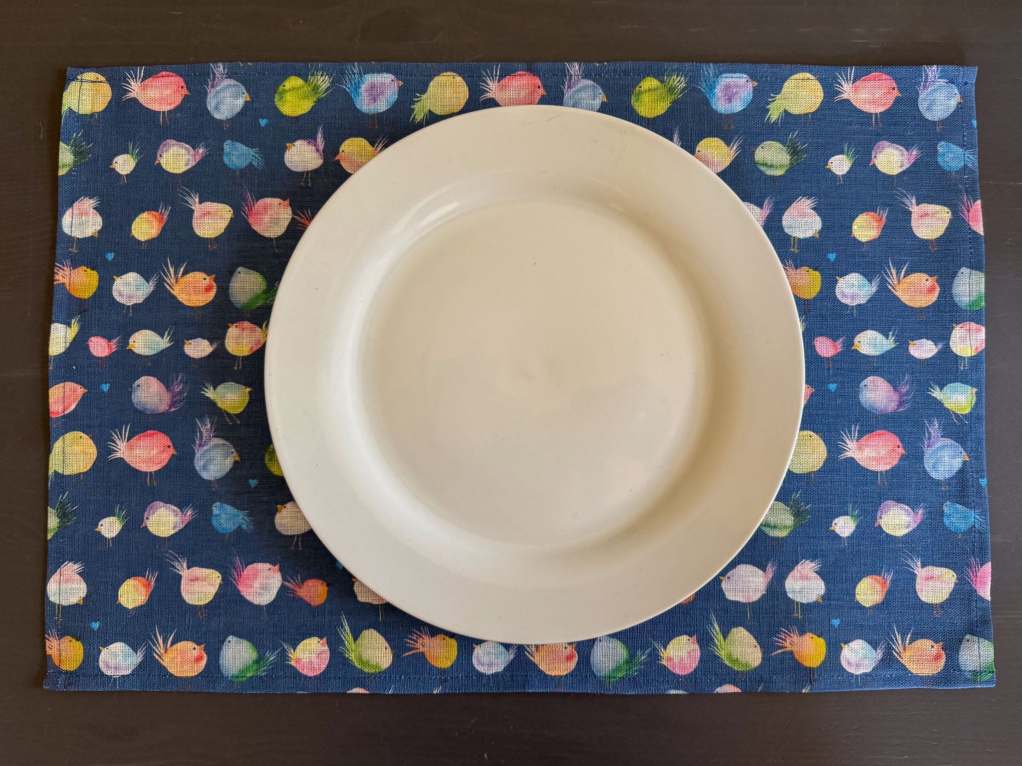 floofy birds european linen placemats