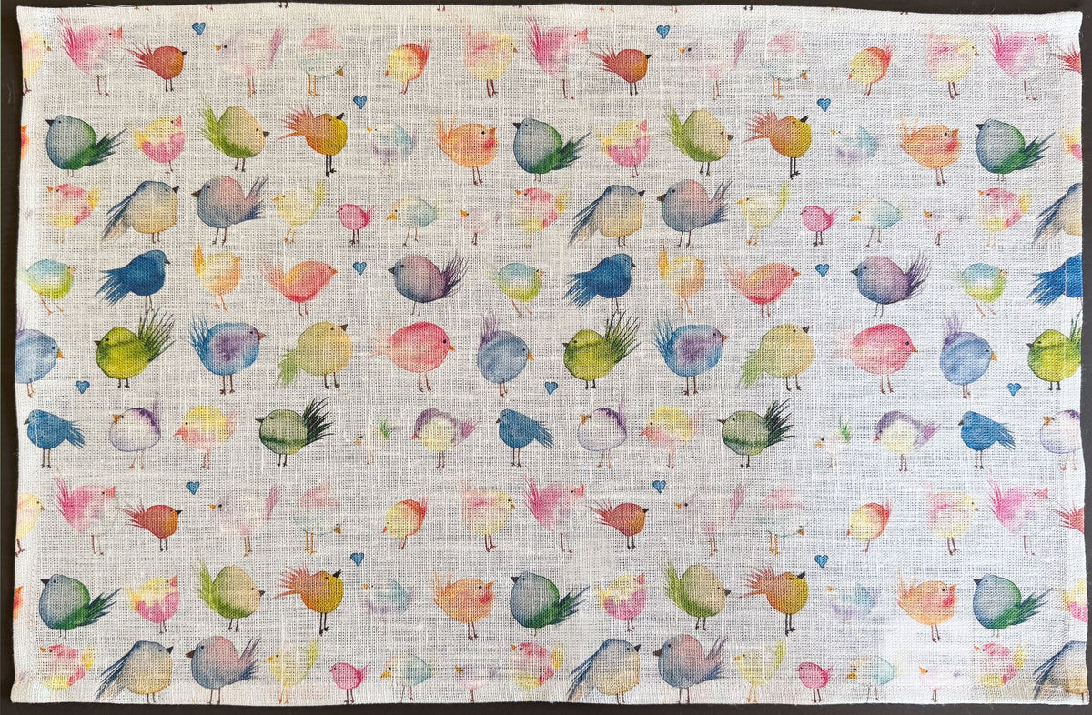 floofy birds european linen placemats
