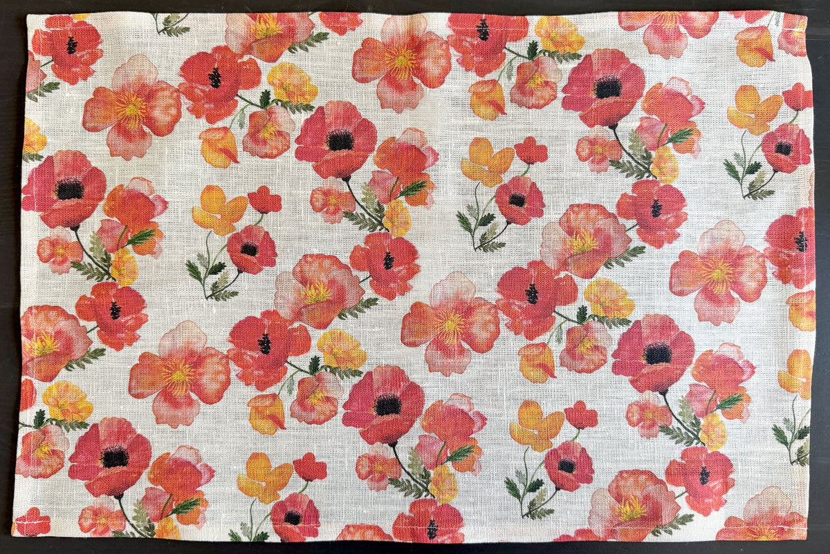 ember poppies european linen placemats