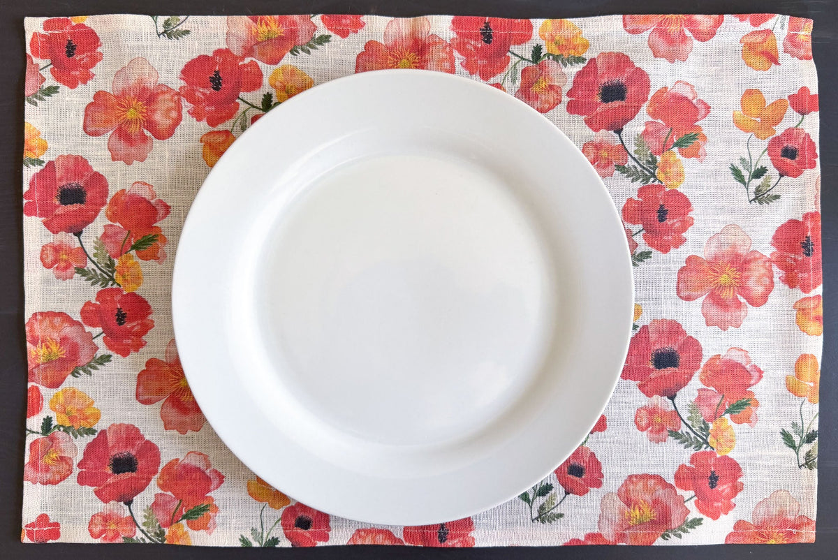 ember poppies european linen placemats