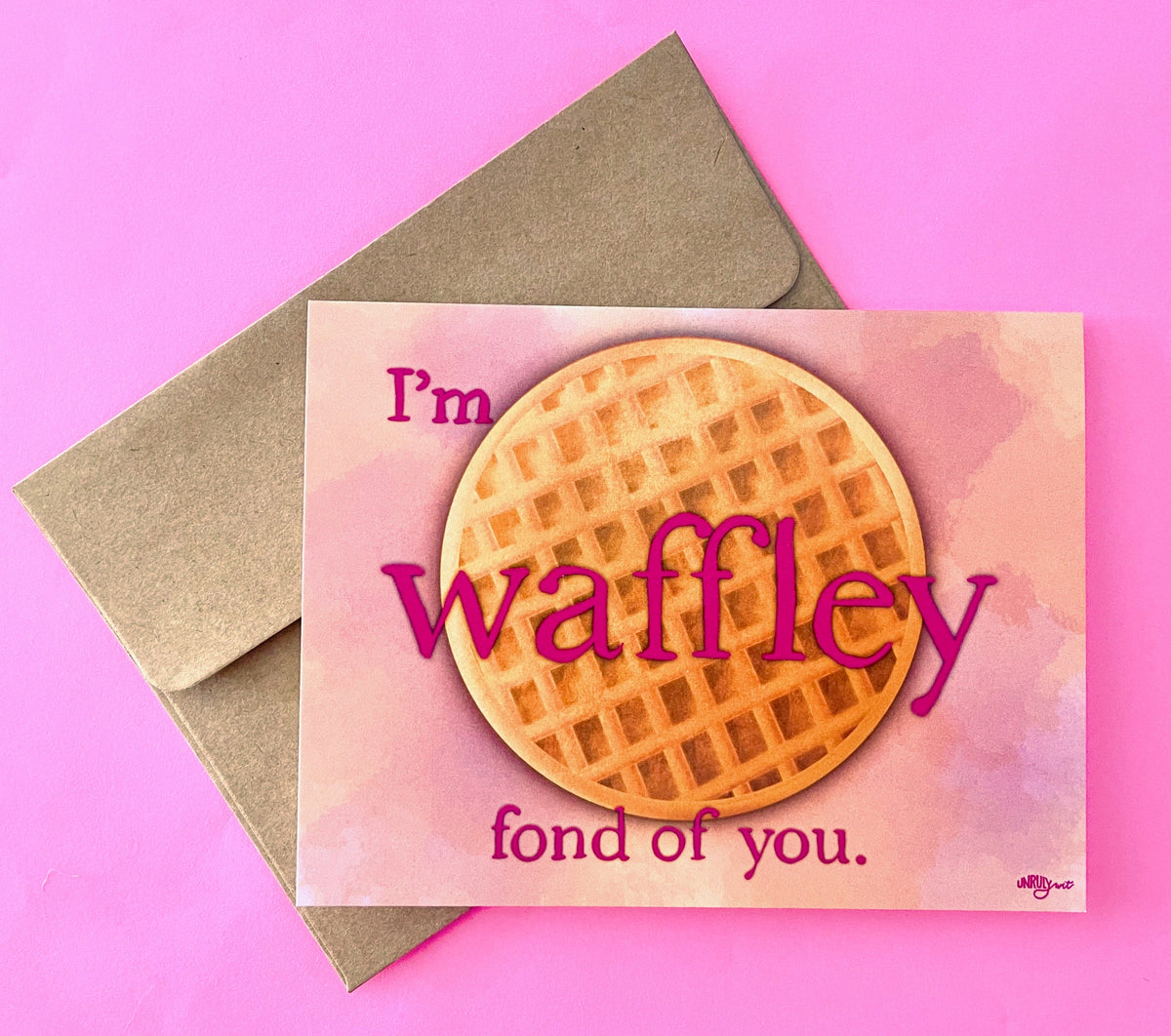 Waffley Fond of You Greeting Card/Valentine
