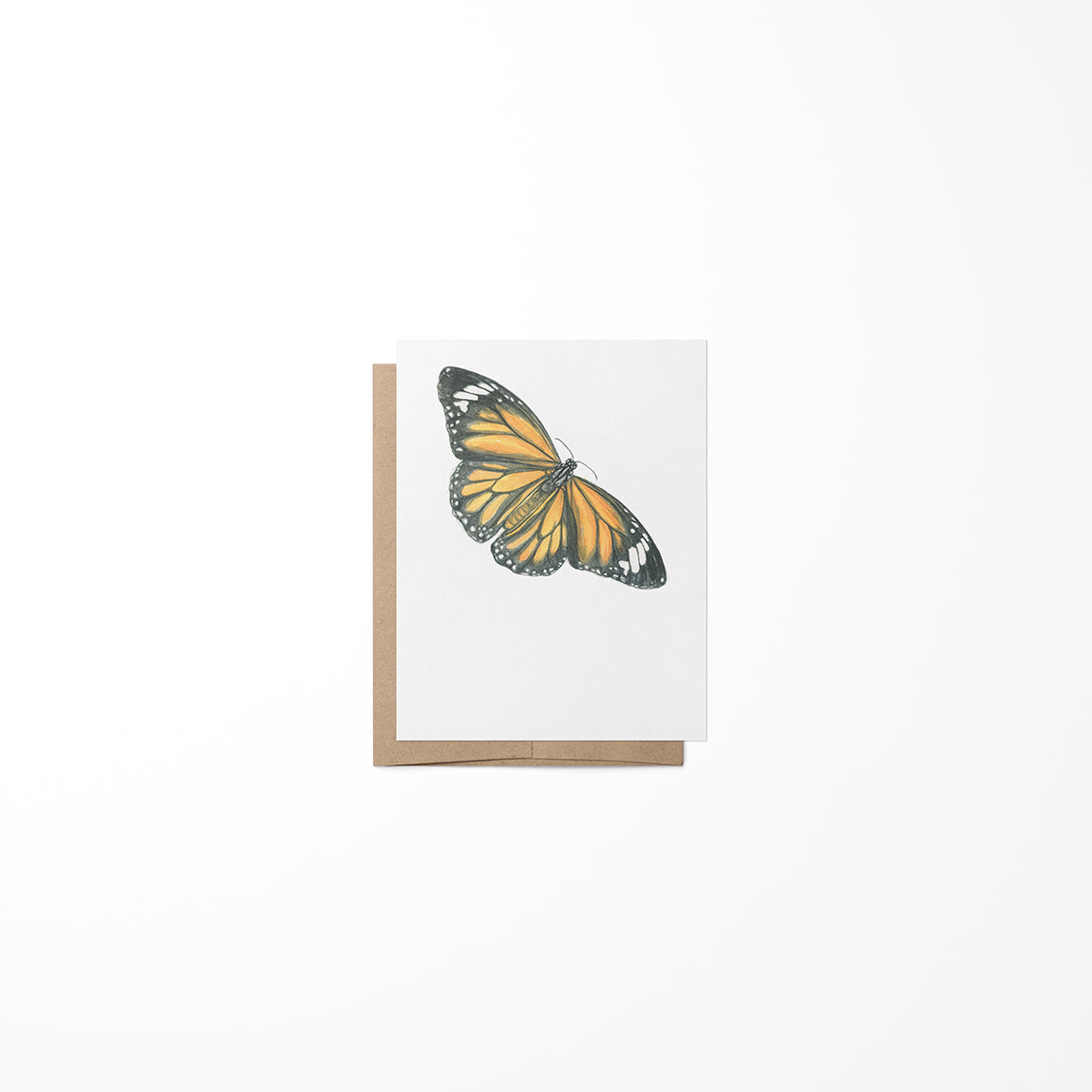 Greeting card with a monarch butterfly design on a white background