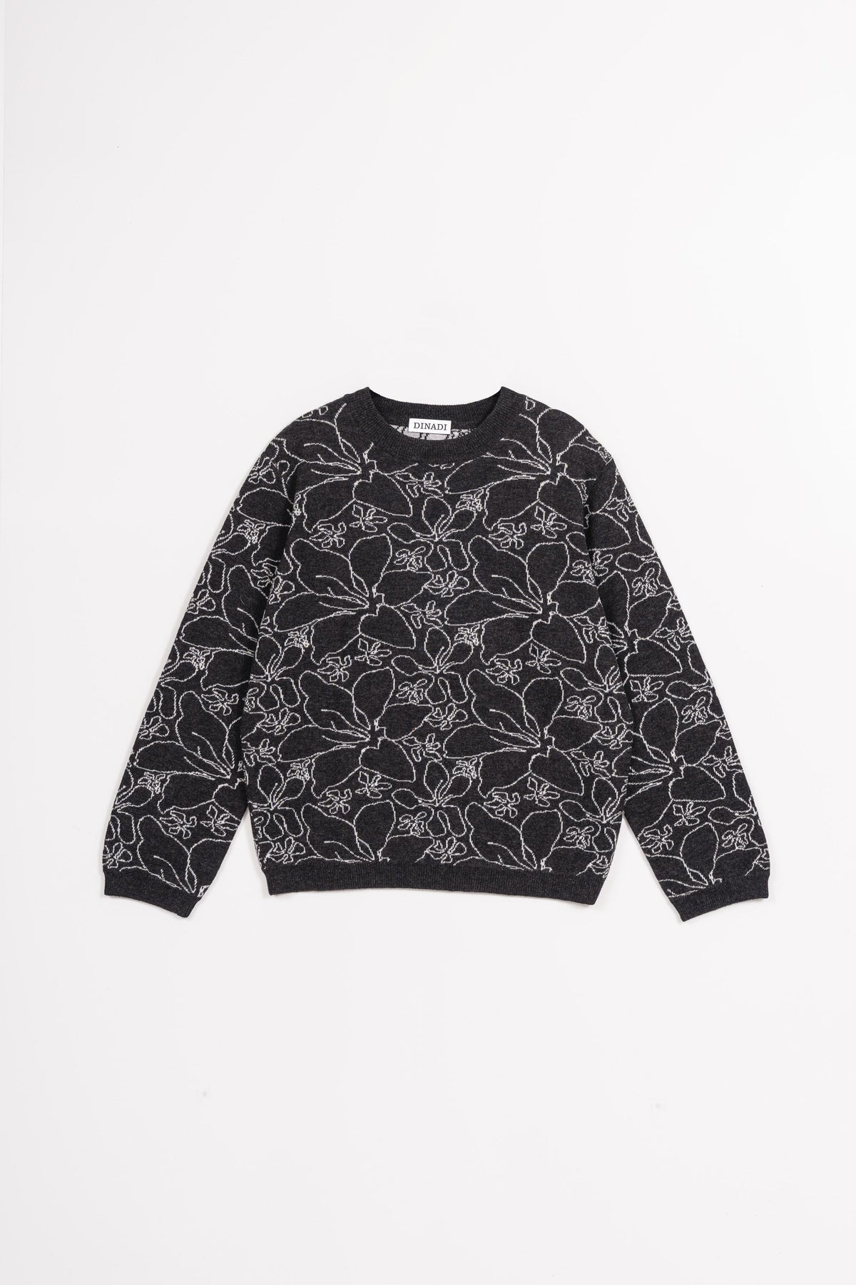 Grey floral merino wool sweater | Shop curated, ethical sweaters at Petite Protea