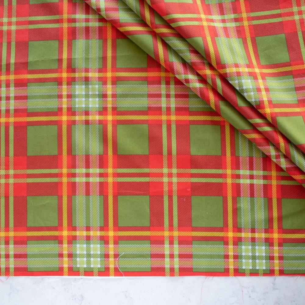 Fat Quarter Holiday Plaid Organic Cotton Poplin