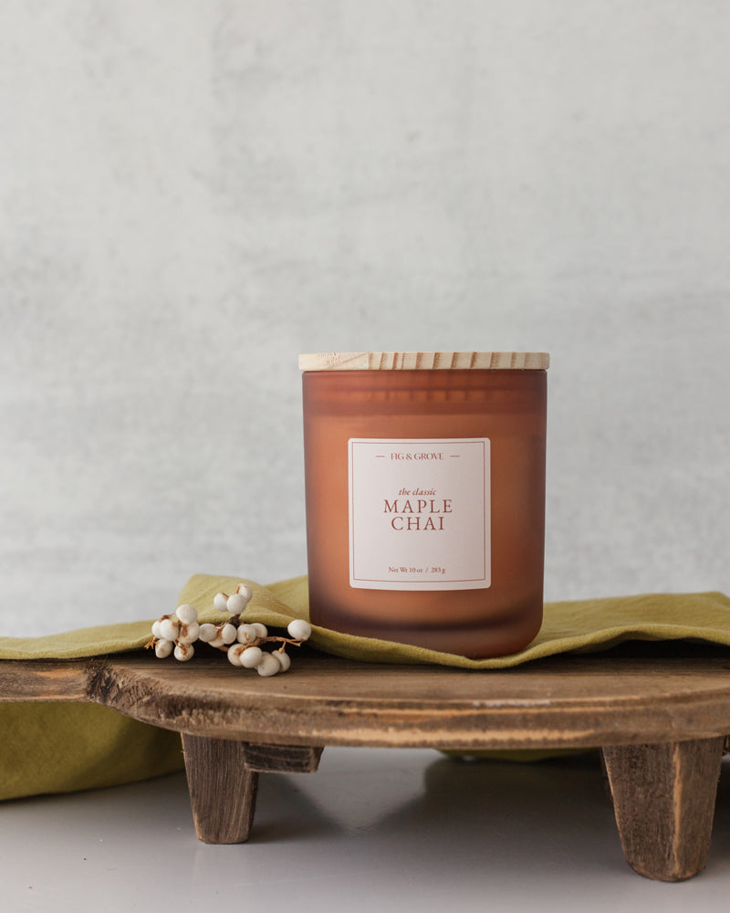 Maple Chai soy candle by Fig & Grove with maple, ginger and chai spice notes