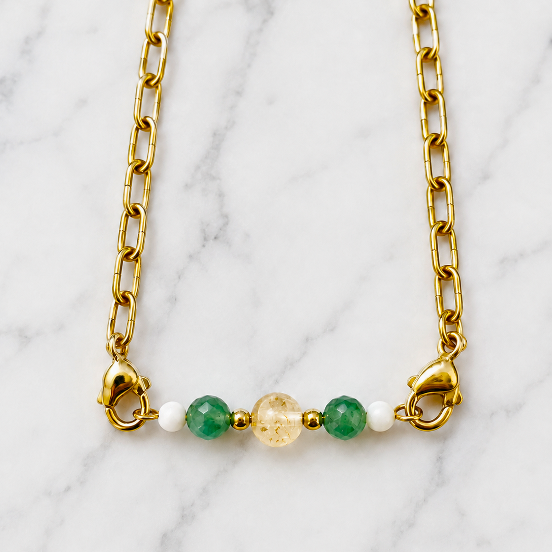 Money Interchangeable Ritual Bracelet | Handmade Citrine & Green Aventurine Crystal Bracelet