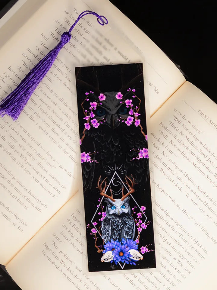 Dark Fantasy Forest Owl Bookmark, Original Artwork Page Holder