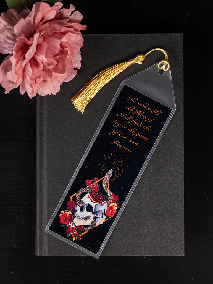 Persephone Bookmark, Original Artwork Page Holder, Bookish Gothic Skull