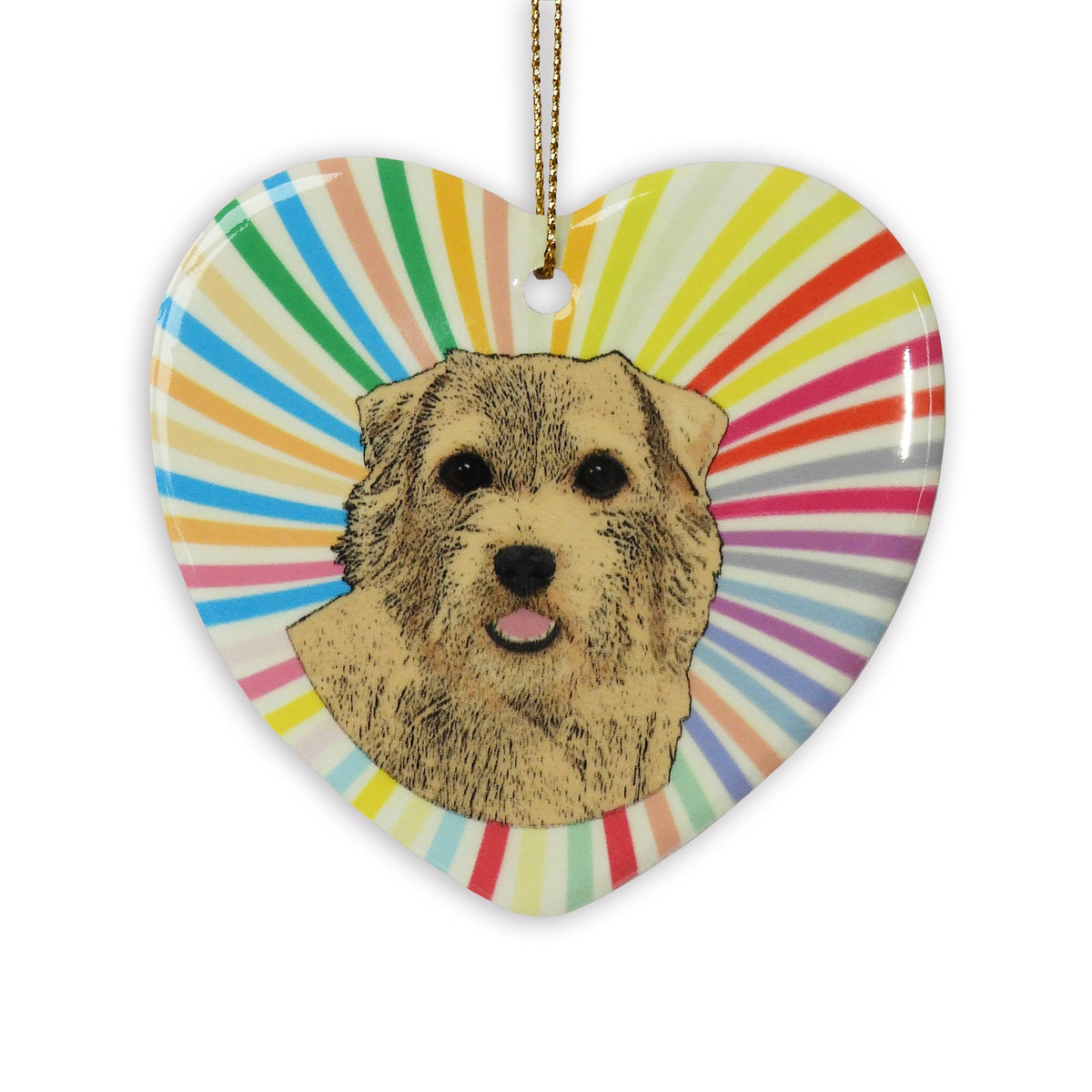 Norfolk Terrier Ceramic Heart Ornament