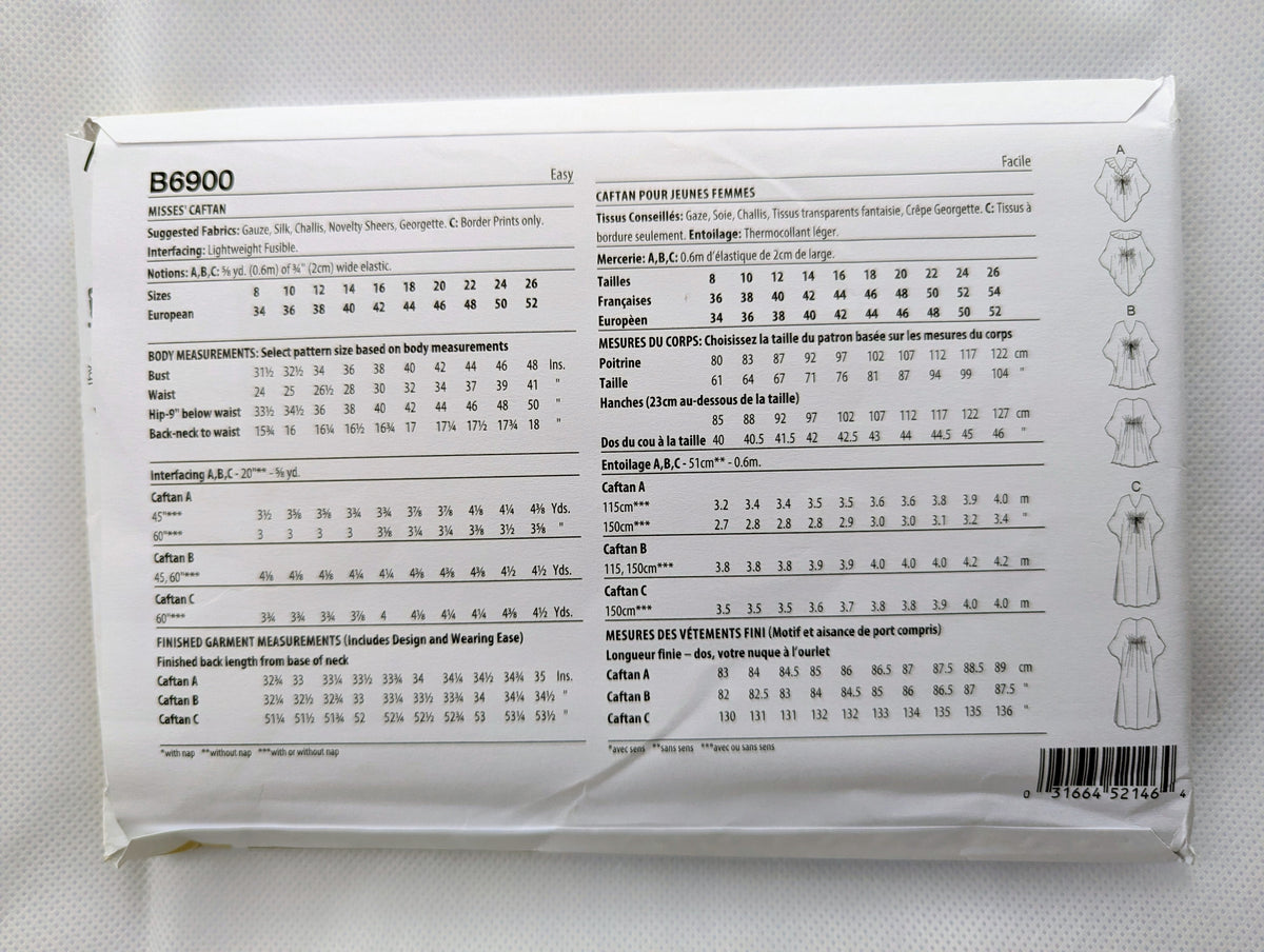 Butterick B6900 Caftan pattern