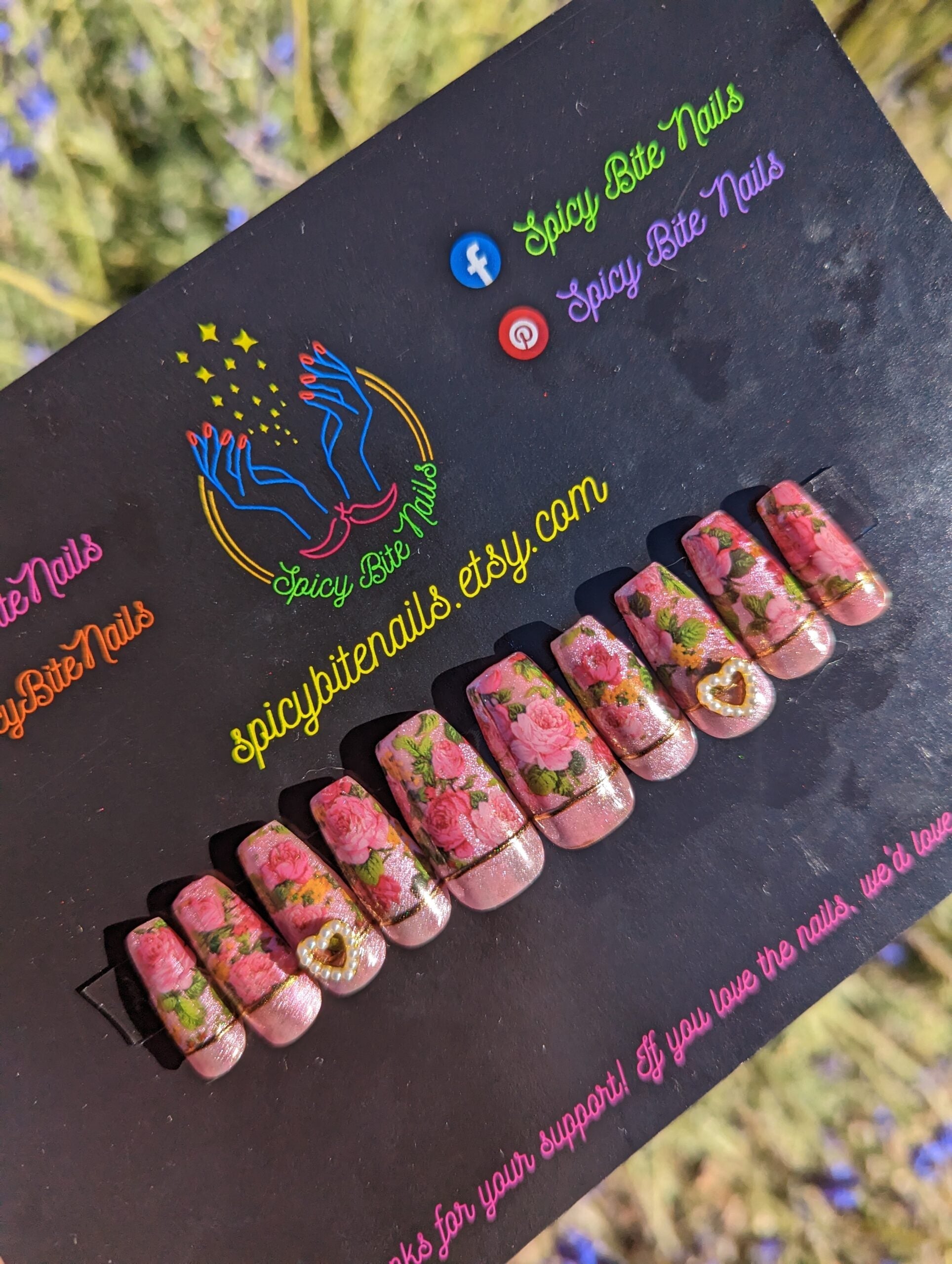Garden Party - Pink Cat Eye Rose and Pearl Chrome Valentines Day Press-On Nail Extensions 10pcs