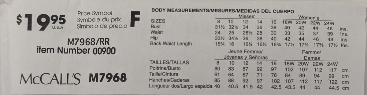 M7968 Dress size 18W-24W