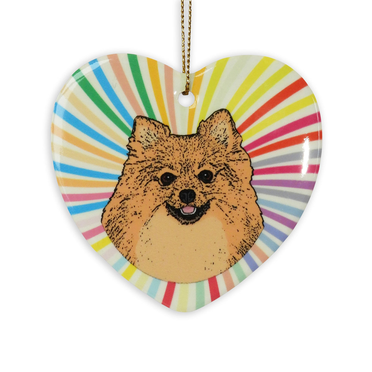 Pomeranian Red Ceramic Heart Ornament