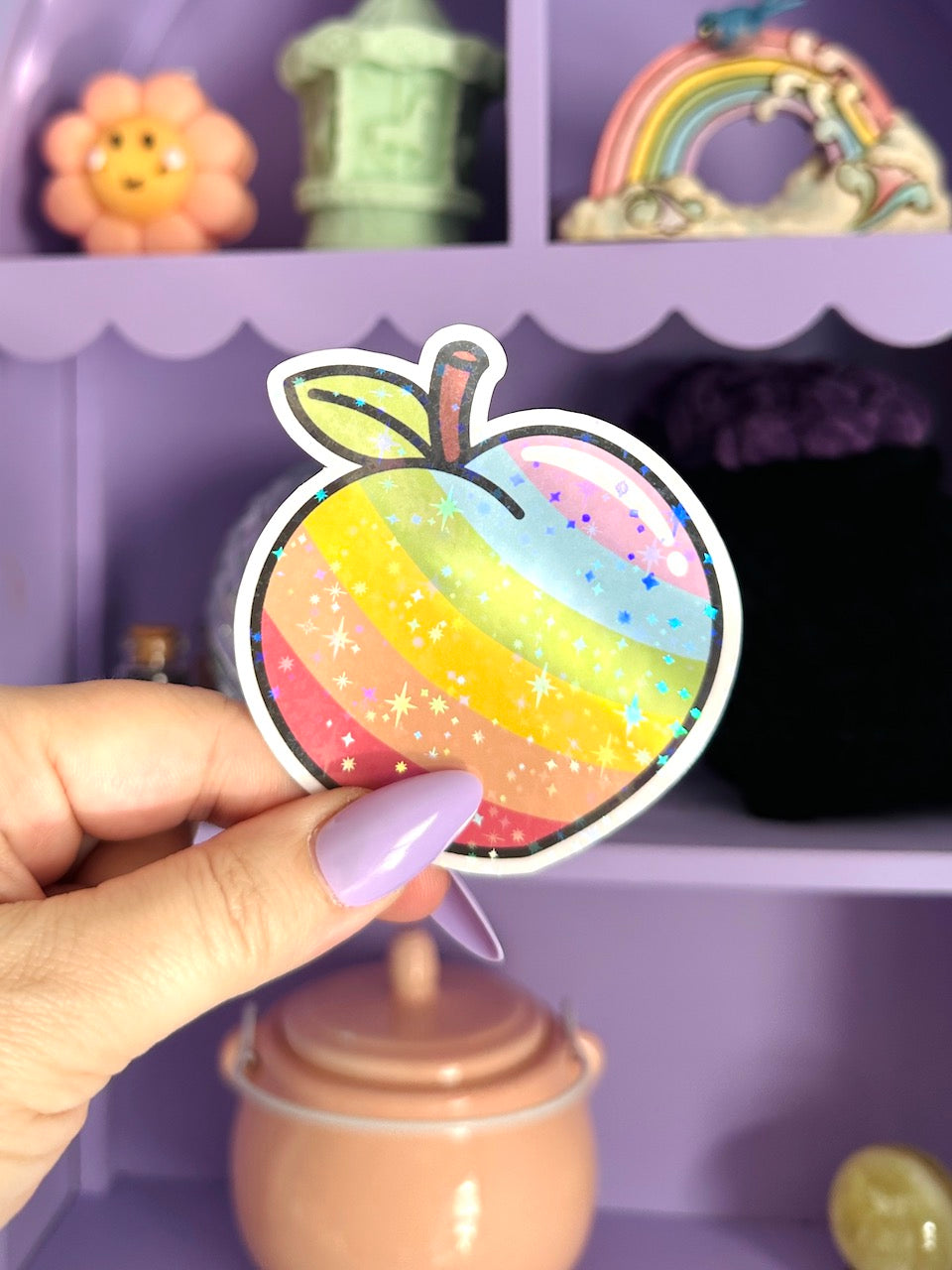 This peach is proud of the LGBTQiIA+ community so I had to make a peachy pride sticker to show off!  
You&