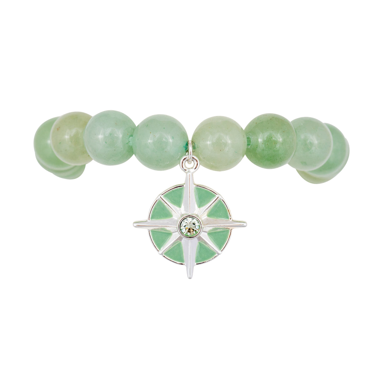 point judith compass rose beaded stretch green