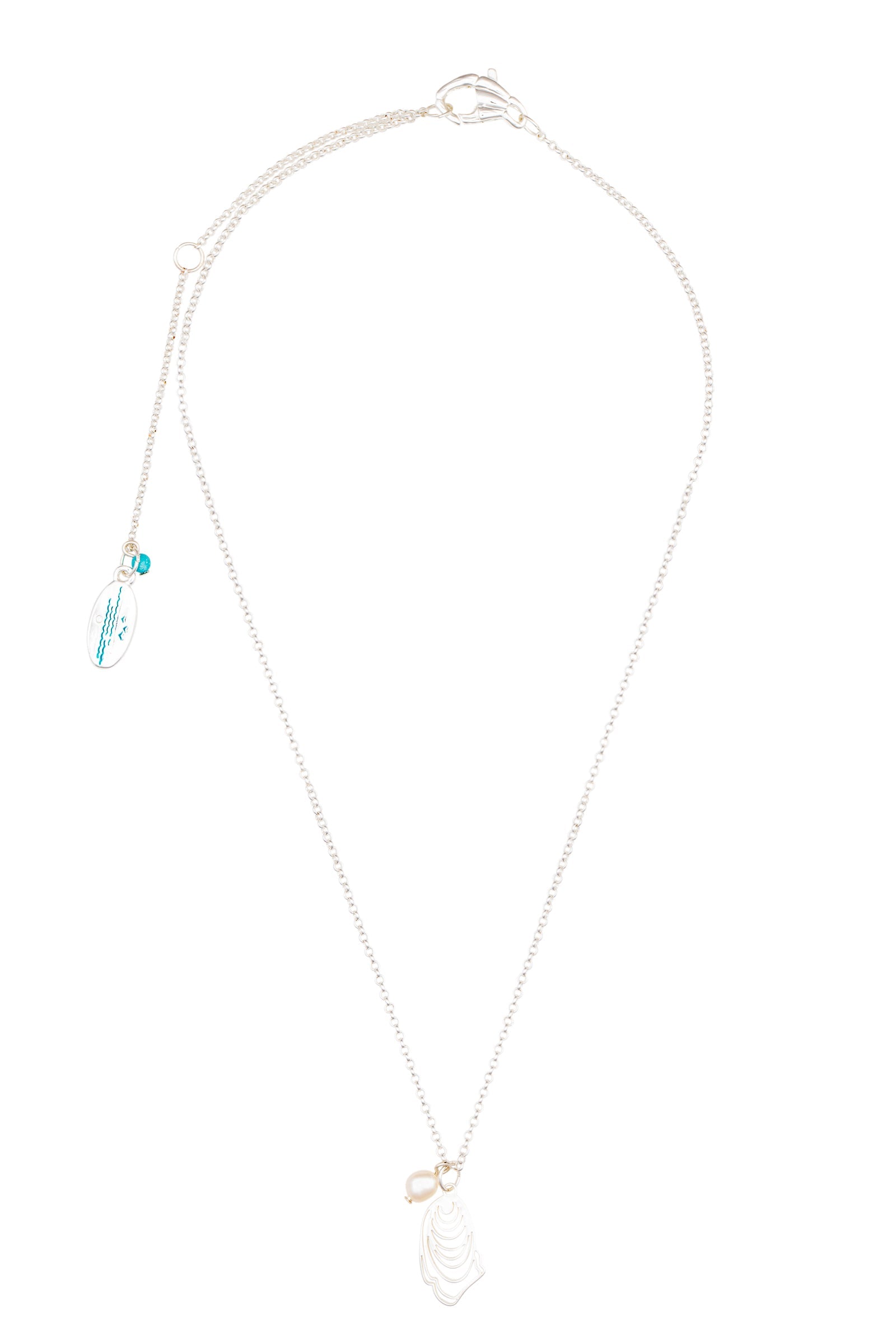 narragansett pearl and oyster necklace - silver