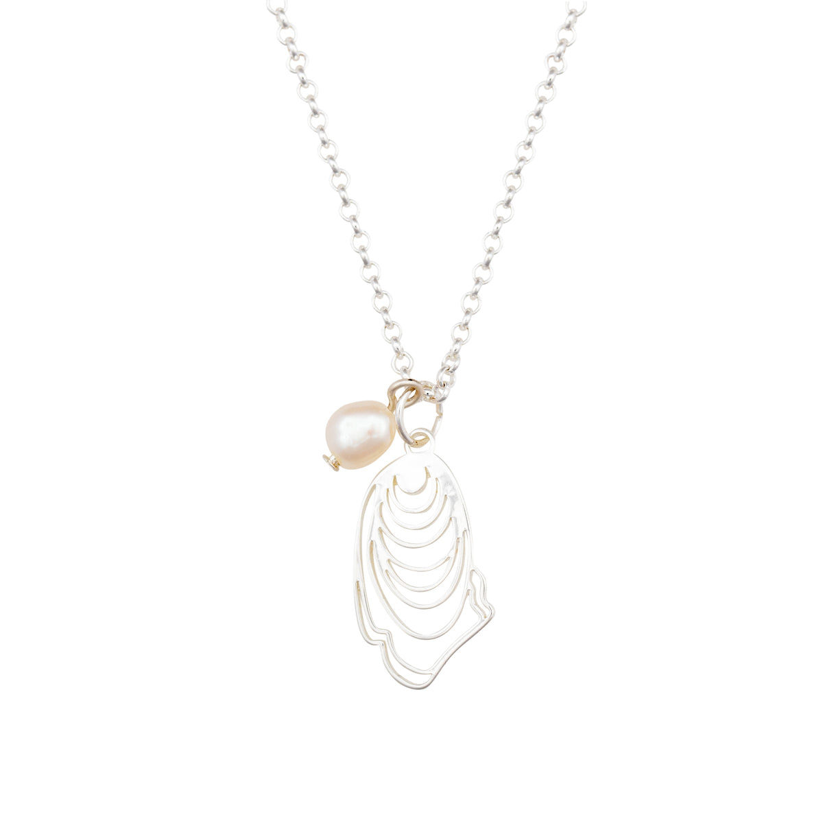 narragansett pearl and oyster necklace - silver