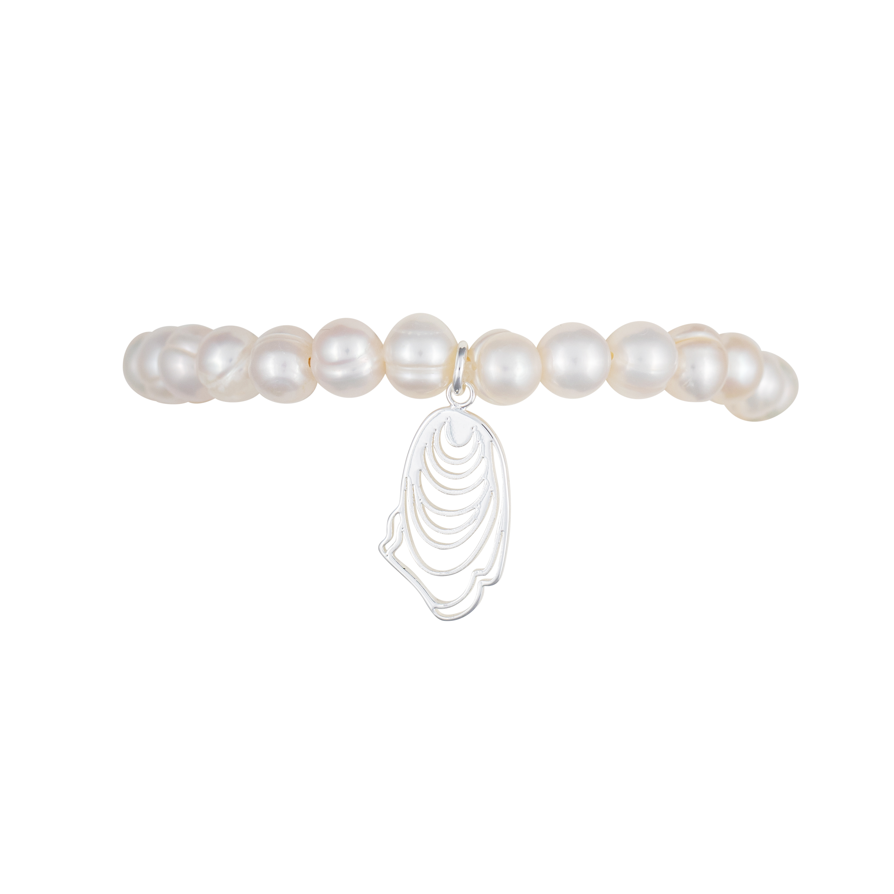 narragansett pearl and oyster stretch bracelet silver