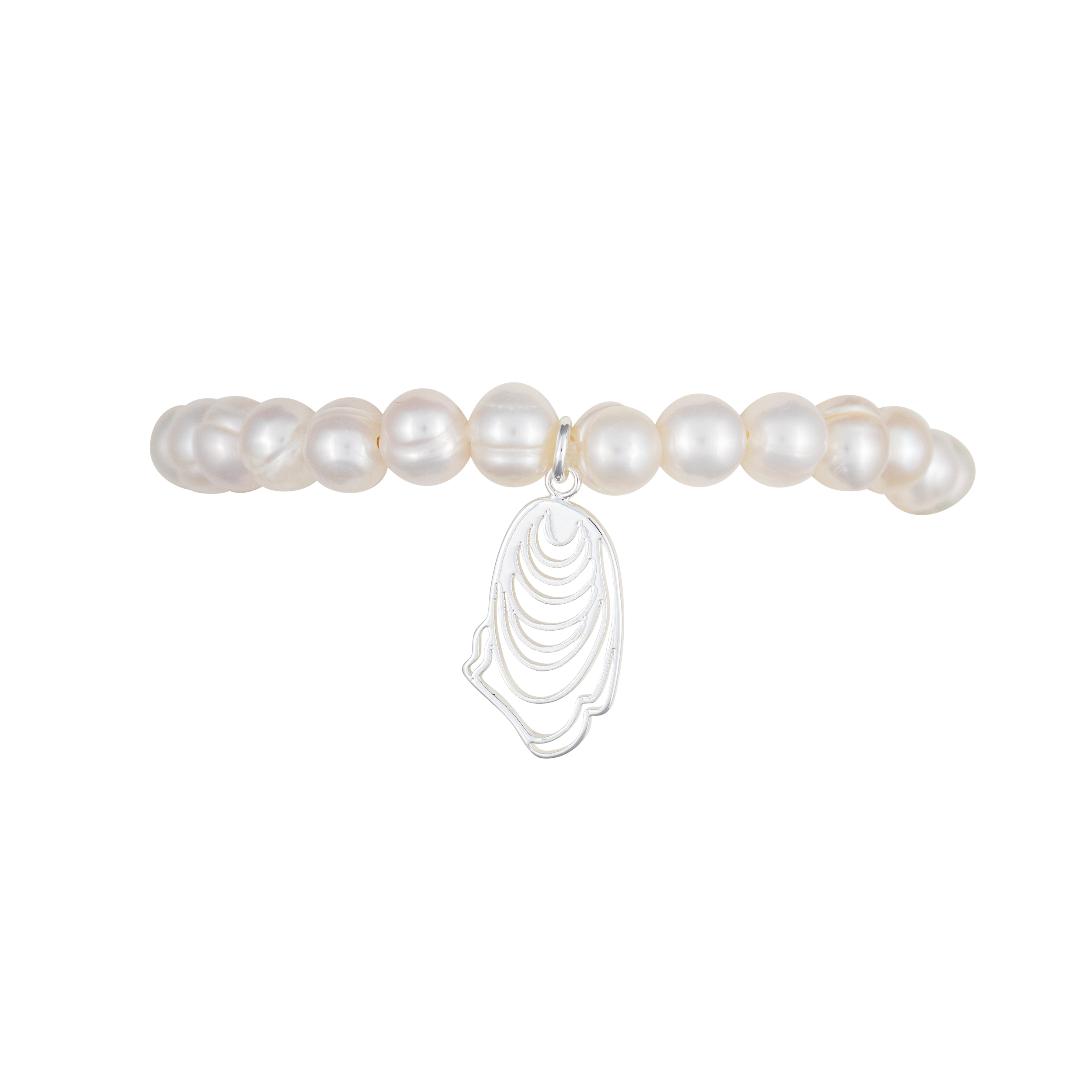 narragansett pearl and oyster stretch bracelet silver