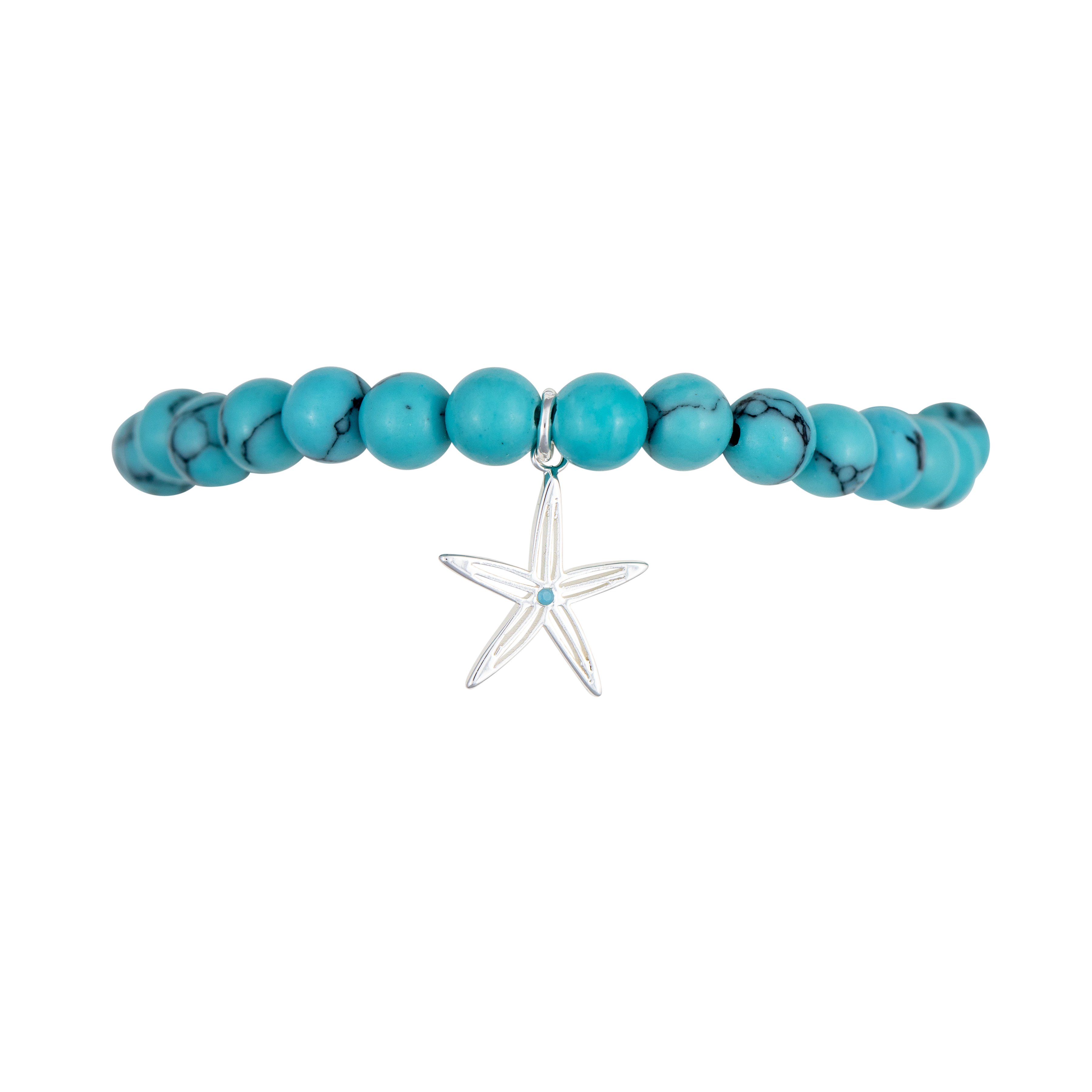 sea bright sea star turquoise stretch bracelet silver