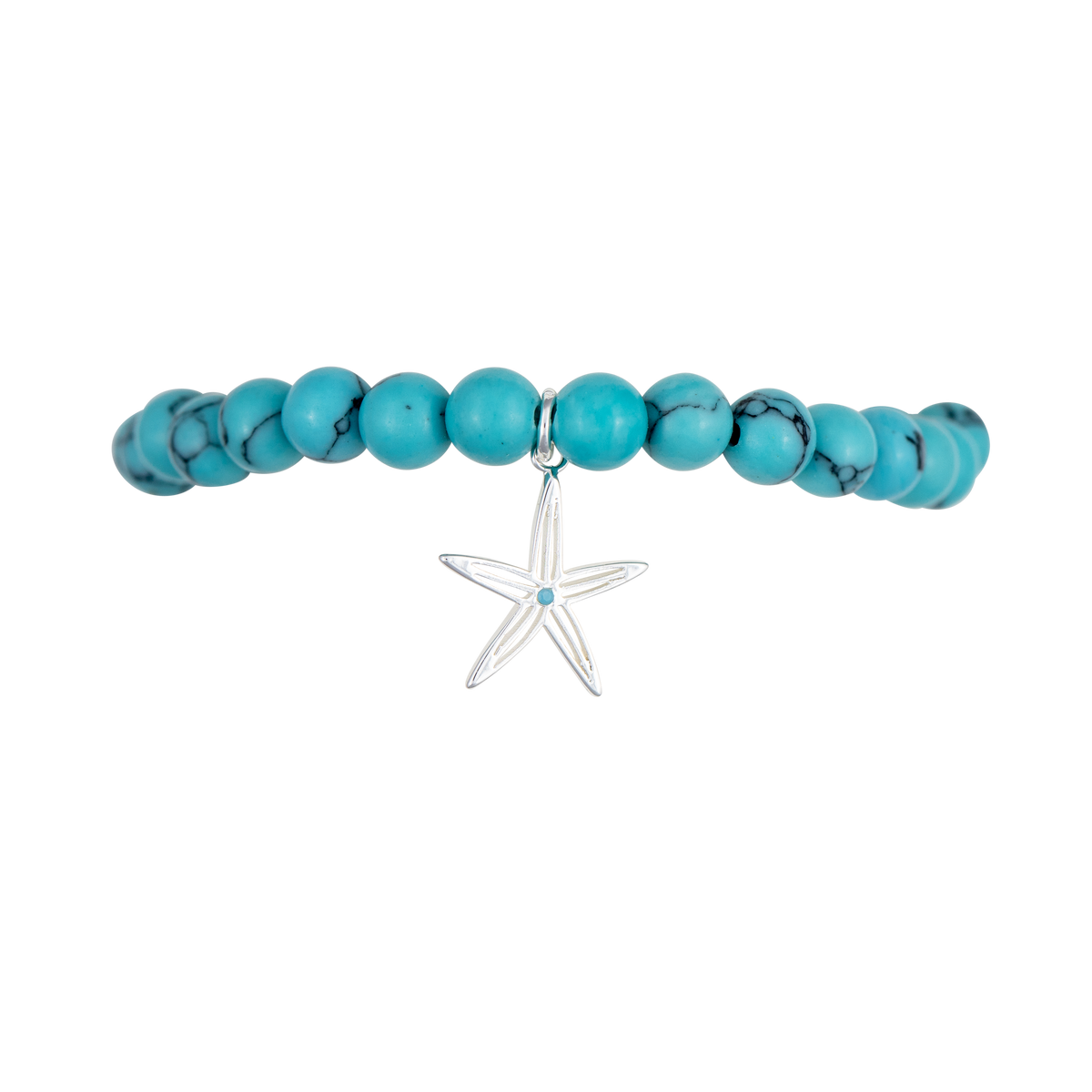 sea bright sea star turquoise stretch bracelet silver