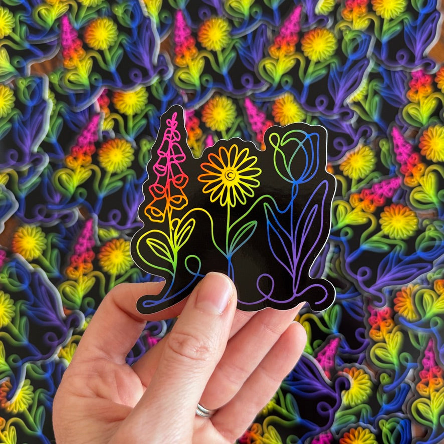 Rainbow-Foxglove-Daisy-Tulip-Glossy-Vinyl-Sticker-Indoor-Outdoor-Decal-Subtle-FDT-Flowers-Anti-Trump-LGBTQ-Gift