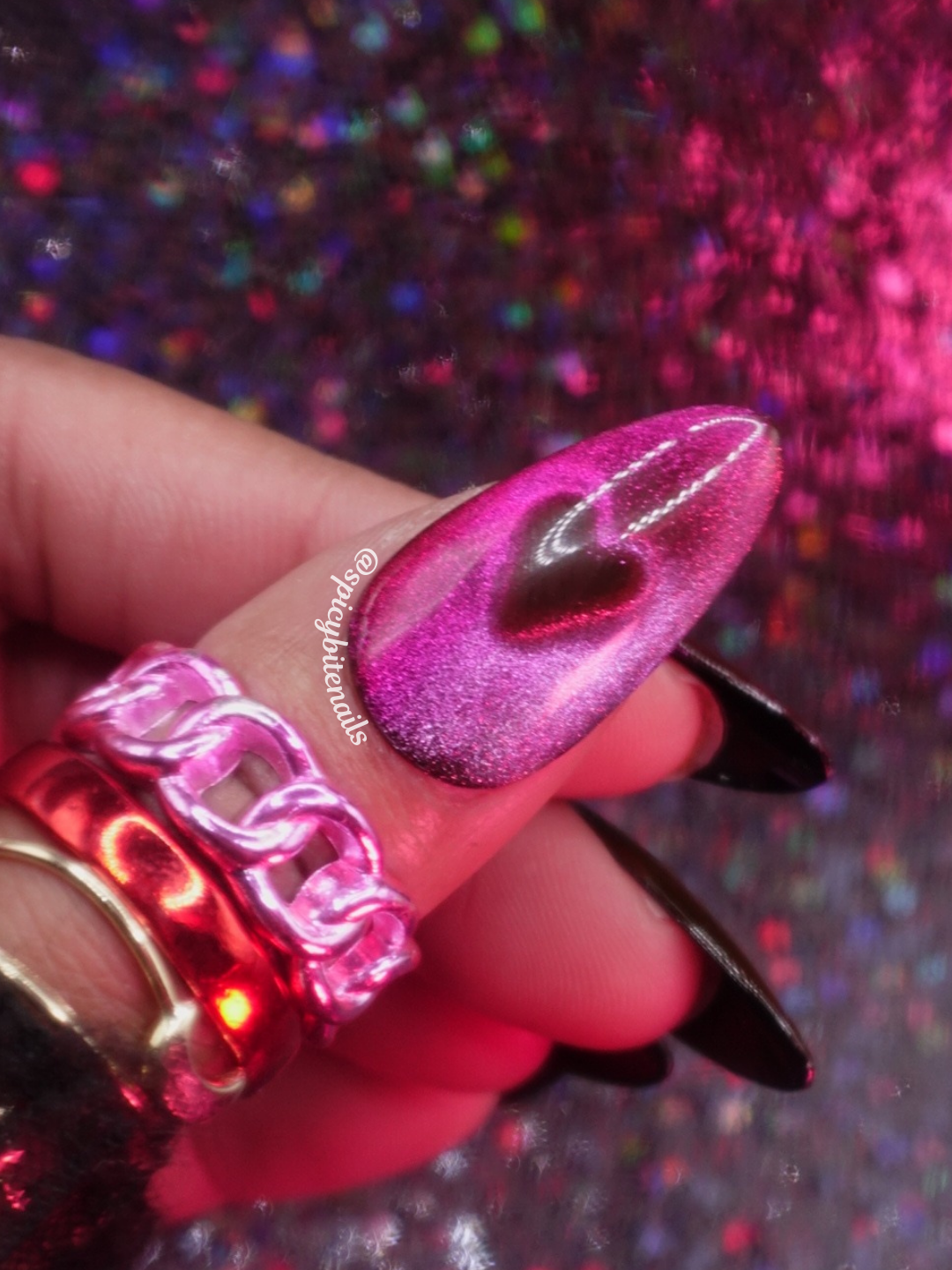Heartstrings - Cat-Eye Heart Pink to Red Ombre Press-On Nail Extensions 10pcs