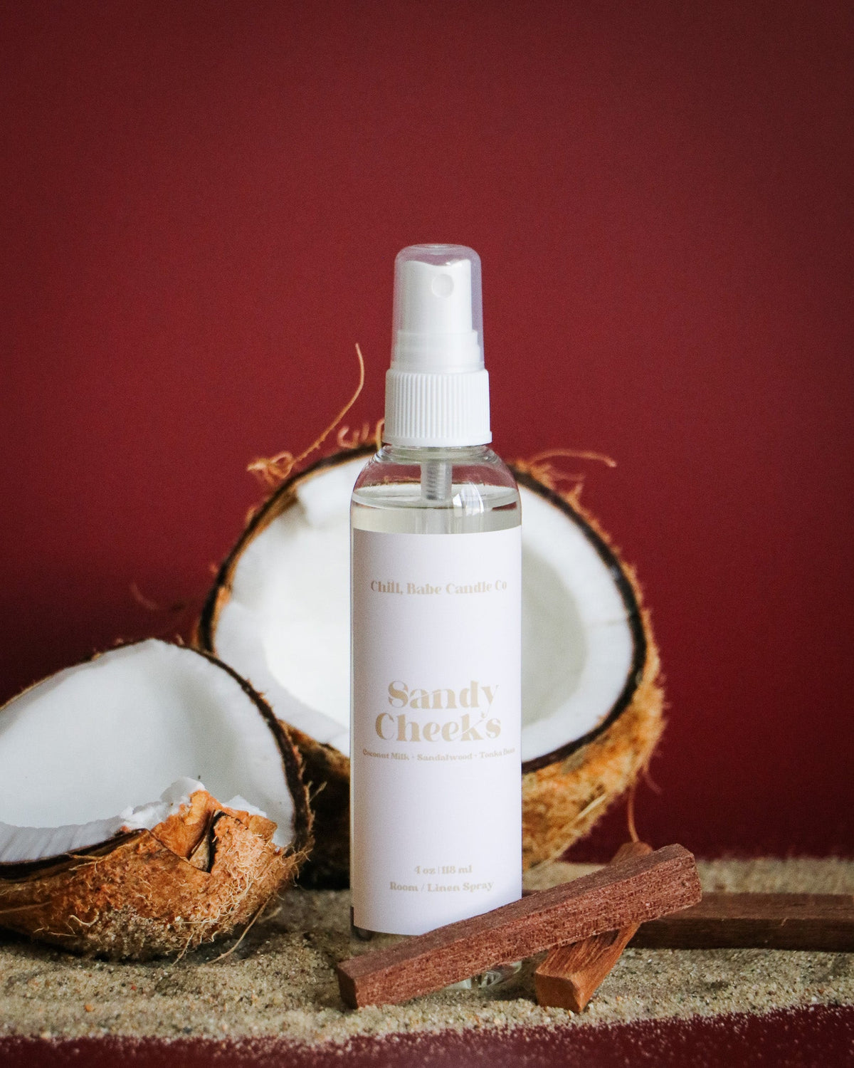 Sandy Cheeks Room & Linen Spray | Coconut Milk + Sandalwood + Tonka Bean
