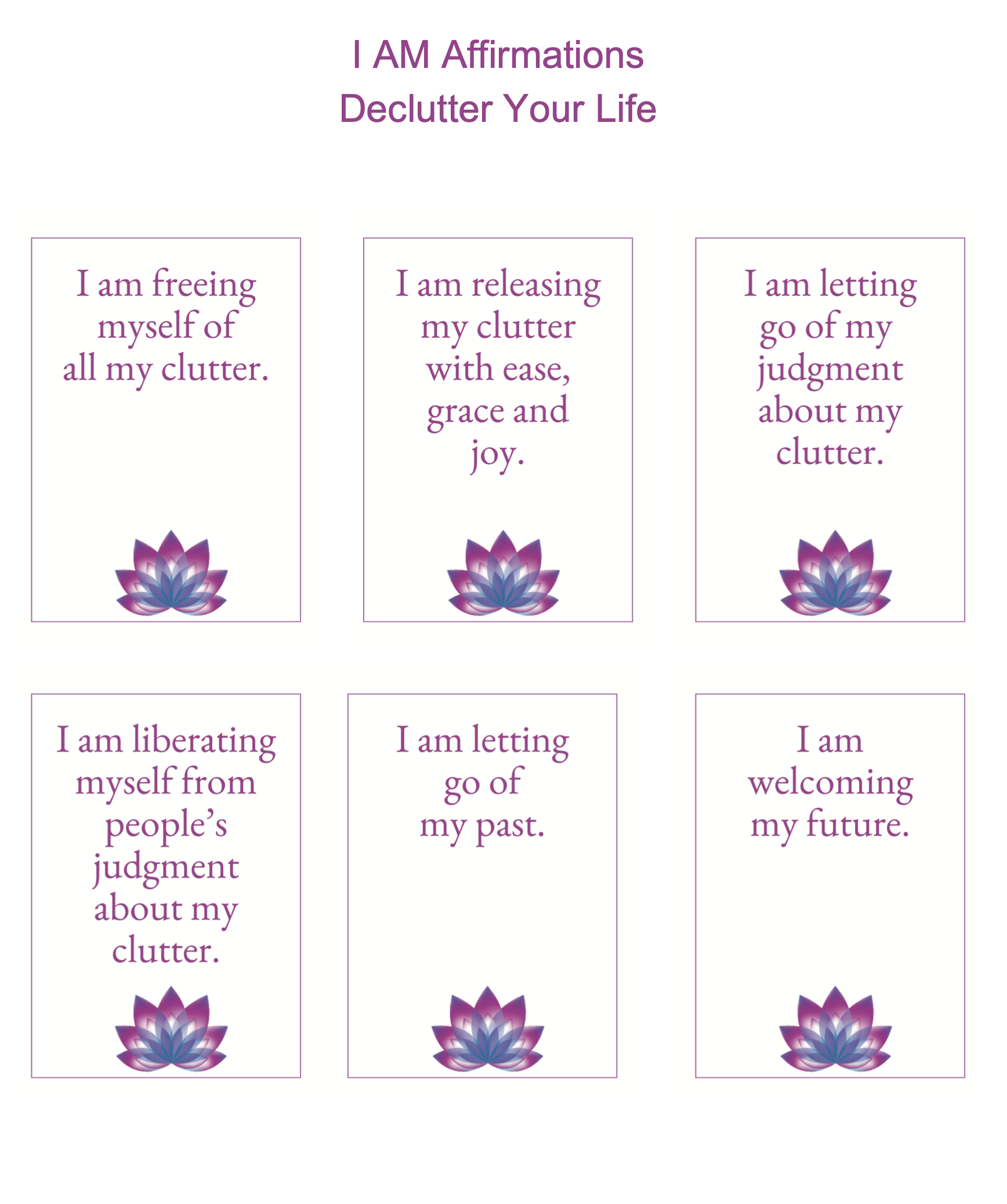 Printed Declutter Affirmations | Inspire a Clutter-Free Life