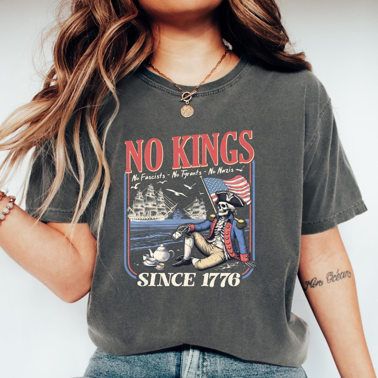 No Kings Since 1776 Shirt โ Anti Fascist Patriotic Tee