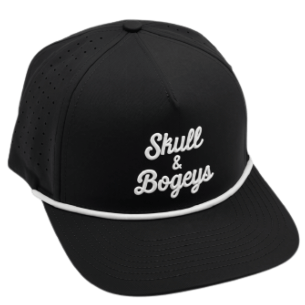 A black baseball cap with white embroidered text reading &