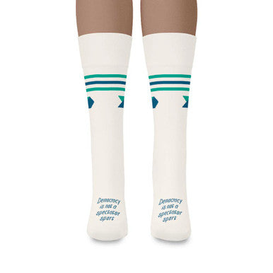 Democracy Forward "Democracy Is Not A Spectator Sport" White/Cream Crew Sock