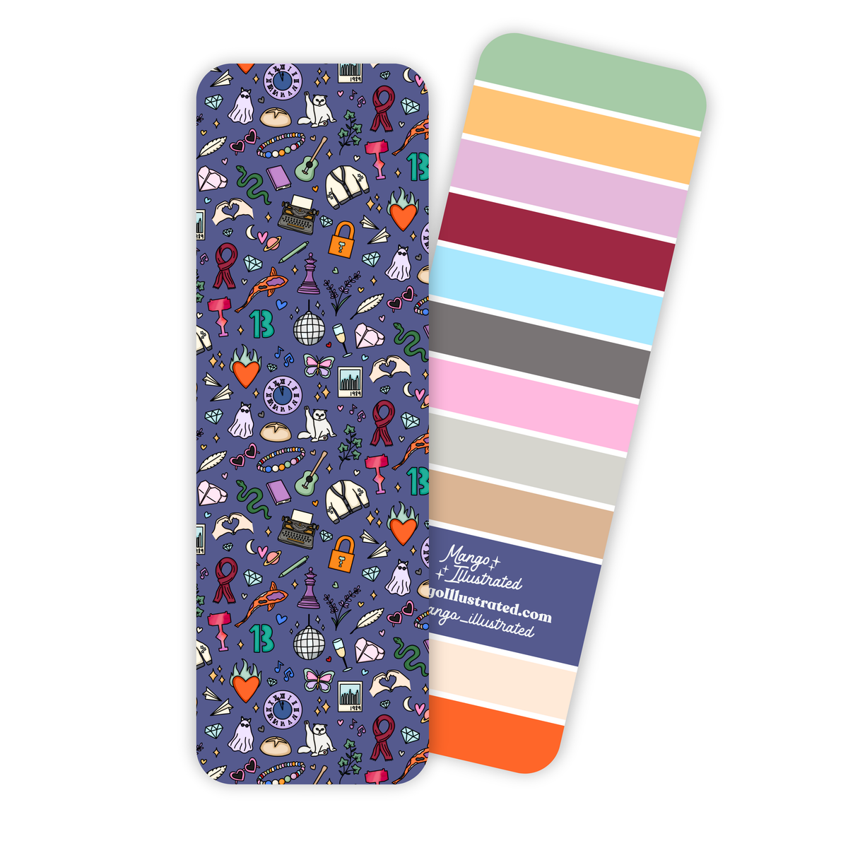 Eras bookmark — hand drawn album and era doodles, 2 x 6 in soft touch matte bookmark, by MangoIllustrated