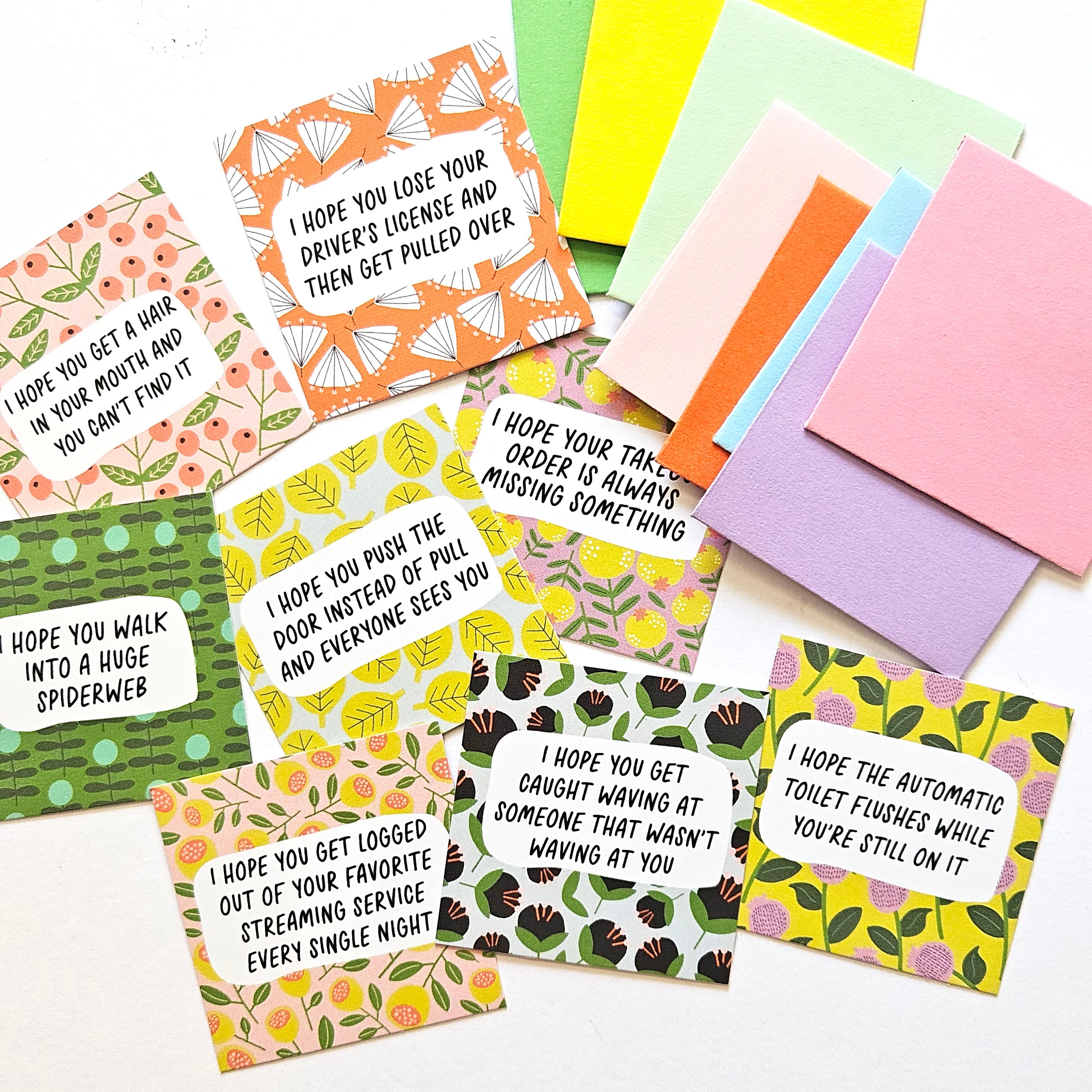 HAVE THE DAY YOU DESERVE - SET 1 - TEENY WEENIES - 8 SMALL NOTECARDS + 8 COORDINATING, SEALING, 2X2 ENVELOPES