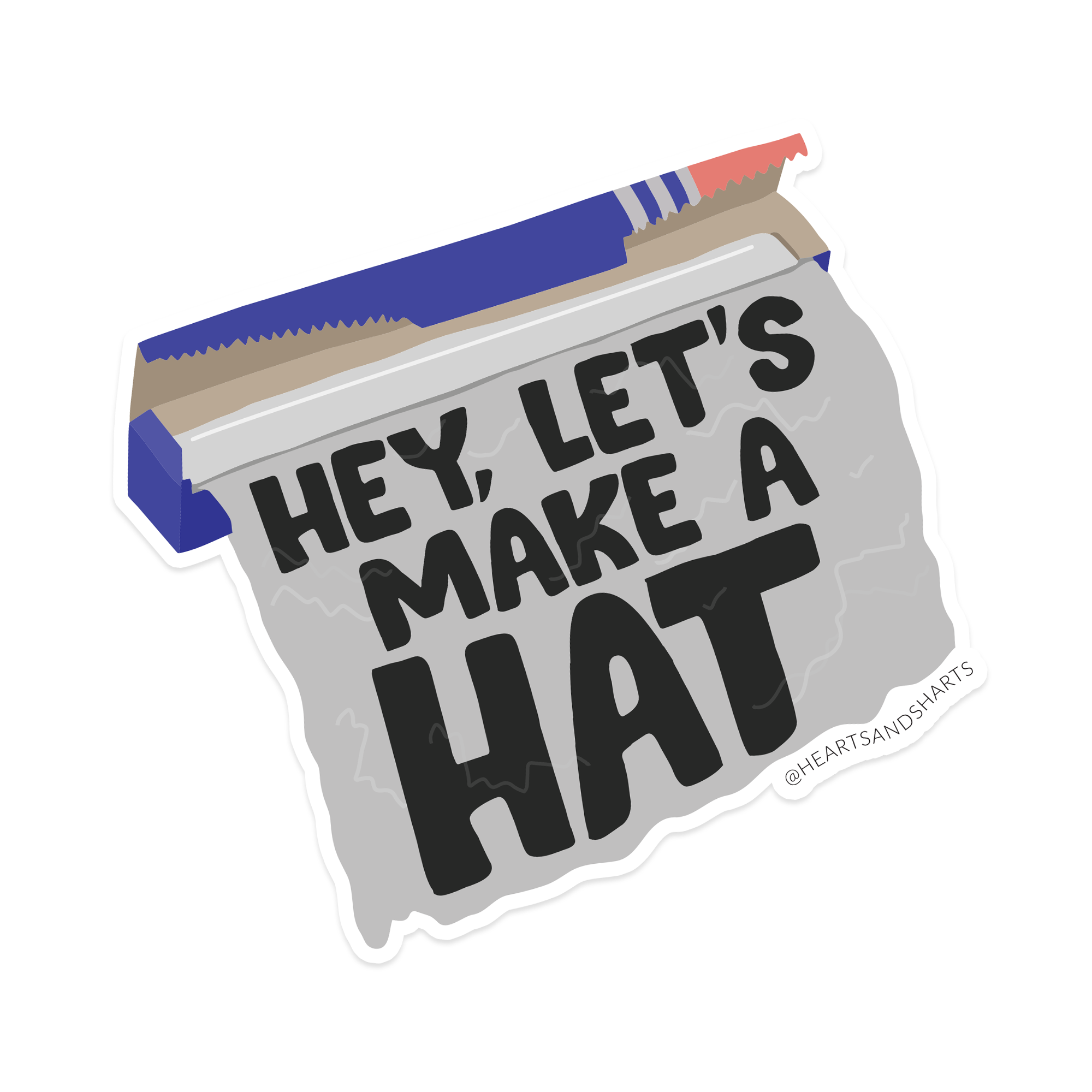 TIN FOIL HAT 3X3 ILLUSTRATED VINYL STICKER