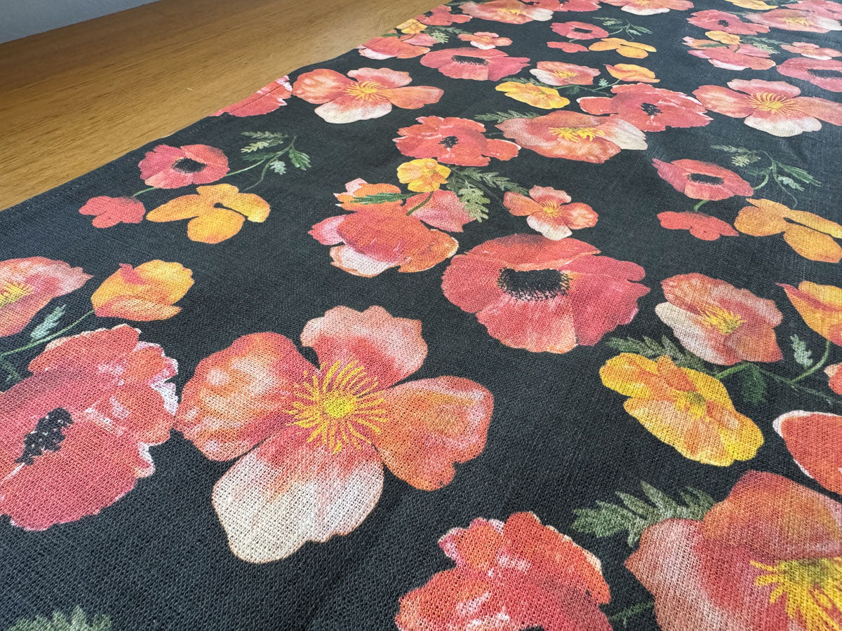ember poppies european linen table runner