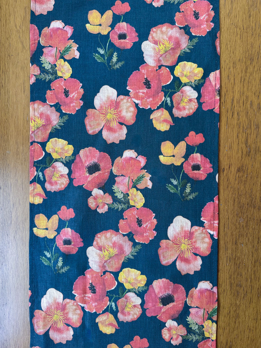 ember poppies european linen table runner