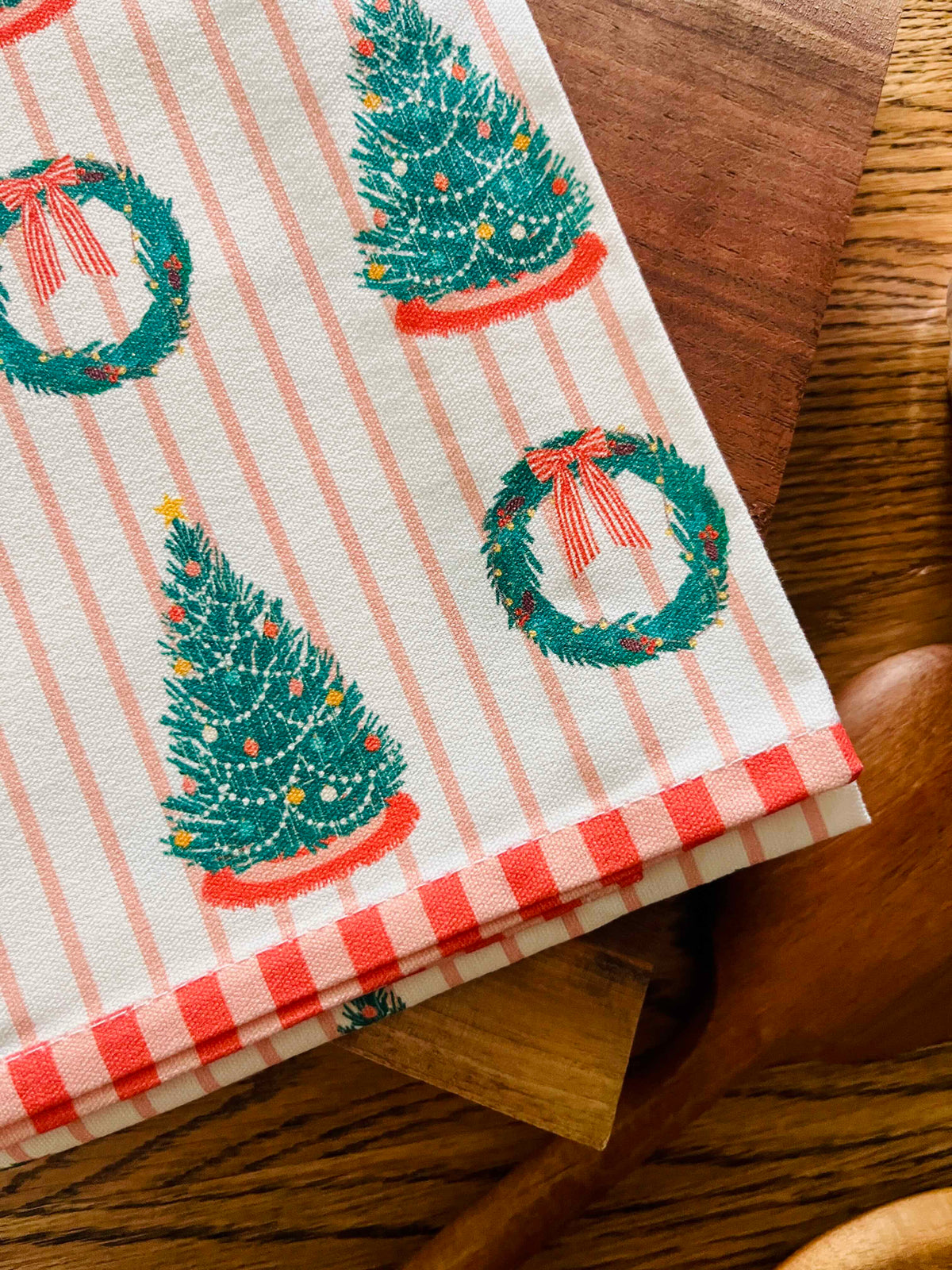 Christmas Trees and Wreaths Tea Towel