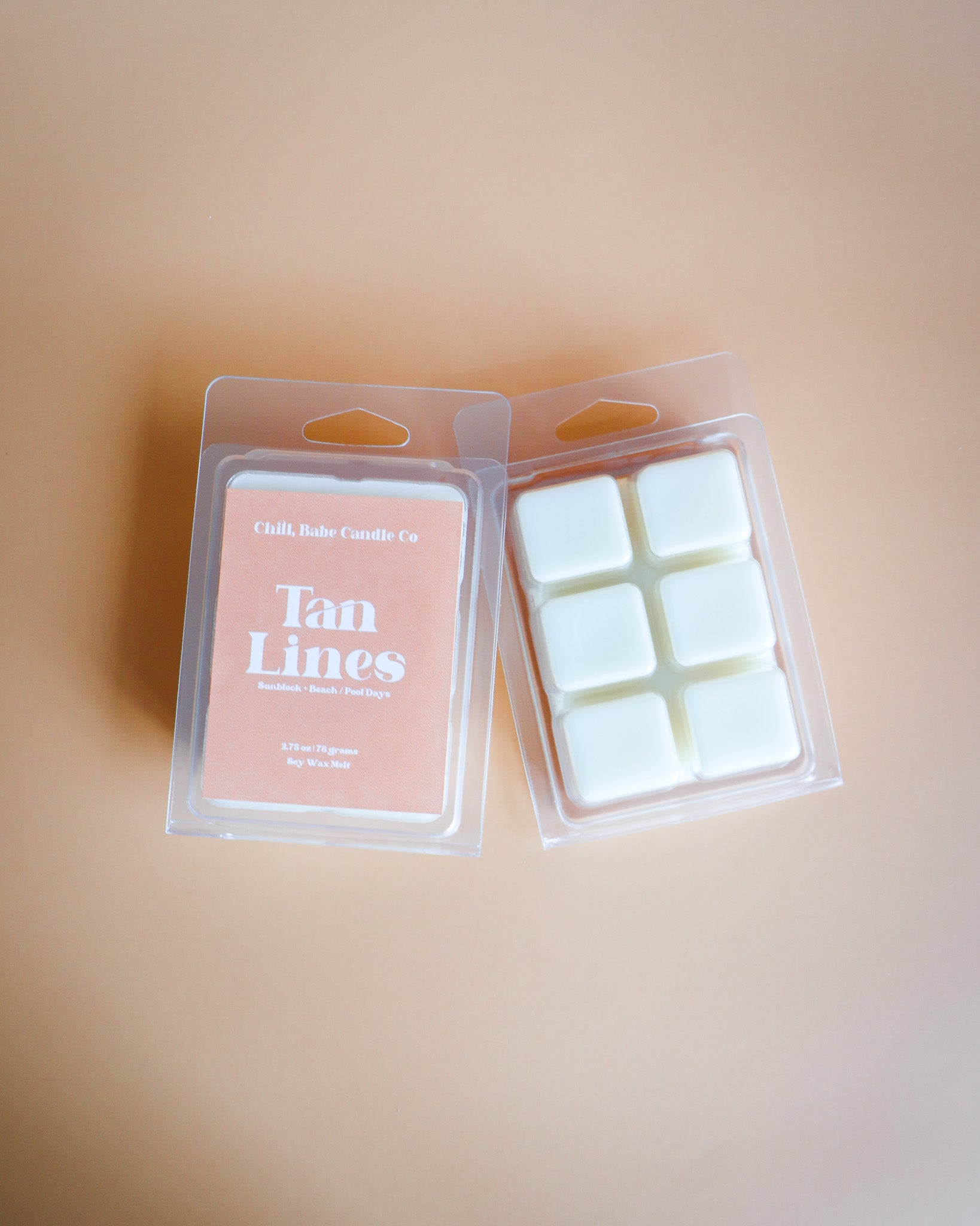 Tan Lines Wax Melt | Sunblock + Beach/Pool Days front & back