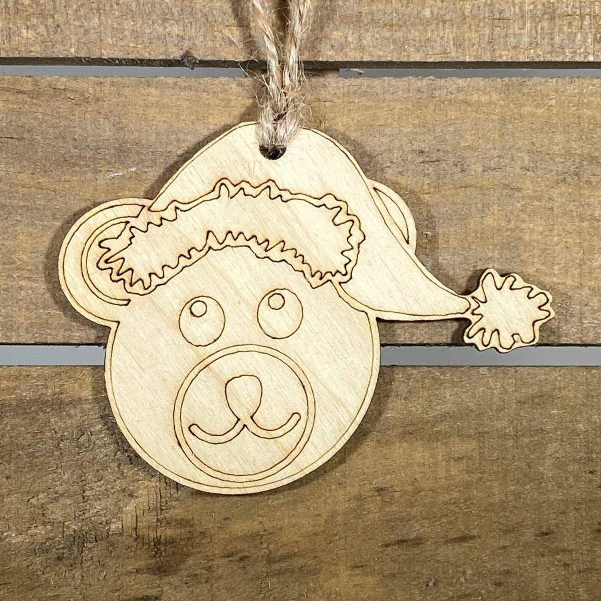 Hand-painted natural wood teddy bear Christmas ornament with rustic holiday design and lightweight festive decor, charming woodland tree decoration for cozy farmhouse and nostalgic holiday style