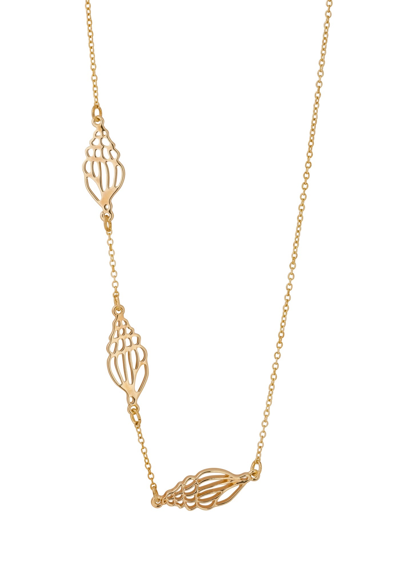 marco island triple tulip shell metal adjustable necklace