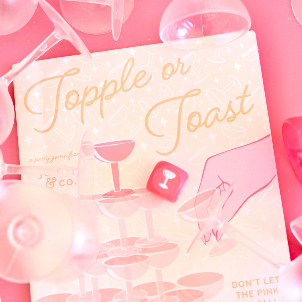 Topple or Toast Large Game Set, styled in play.
