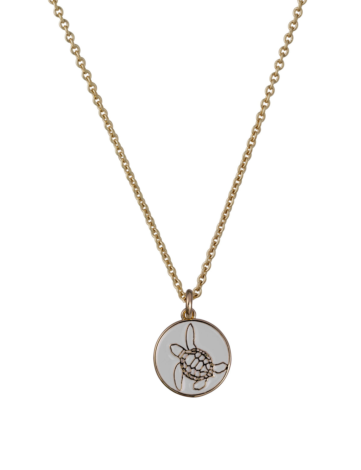 bald head island sea turtle coin necklace cream gold