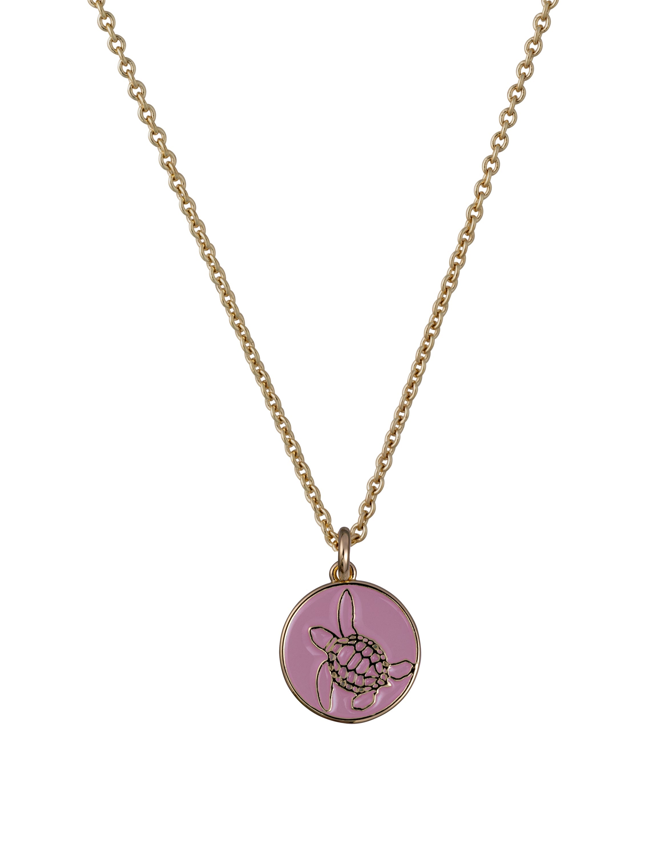 bald head island sea turtle coin necklace pink gold