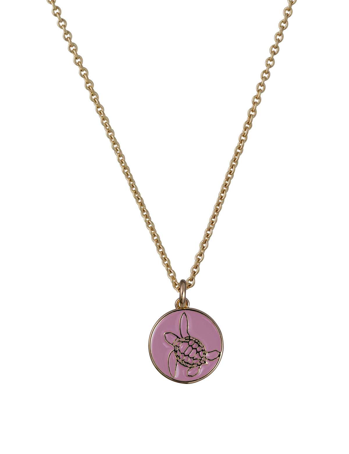 bald head island sea turtle coin necklace pink gold