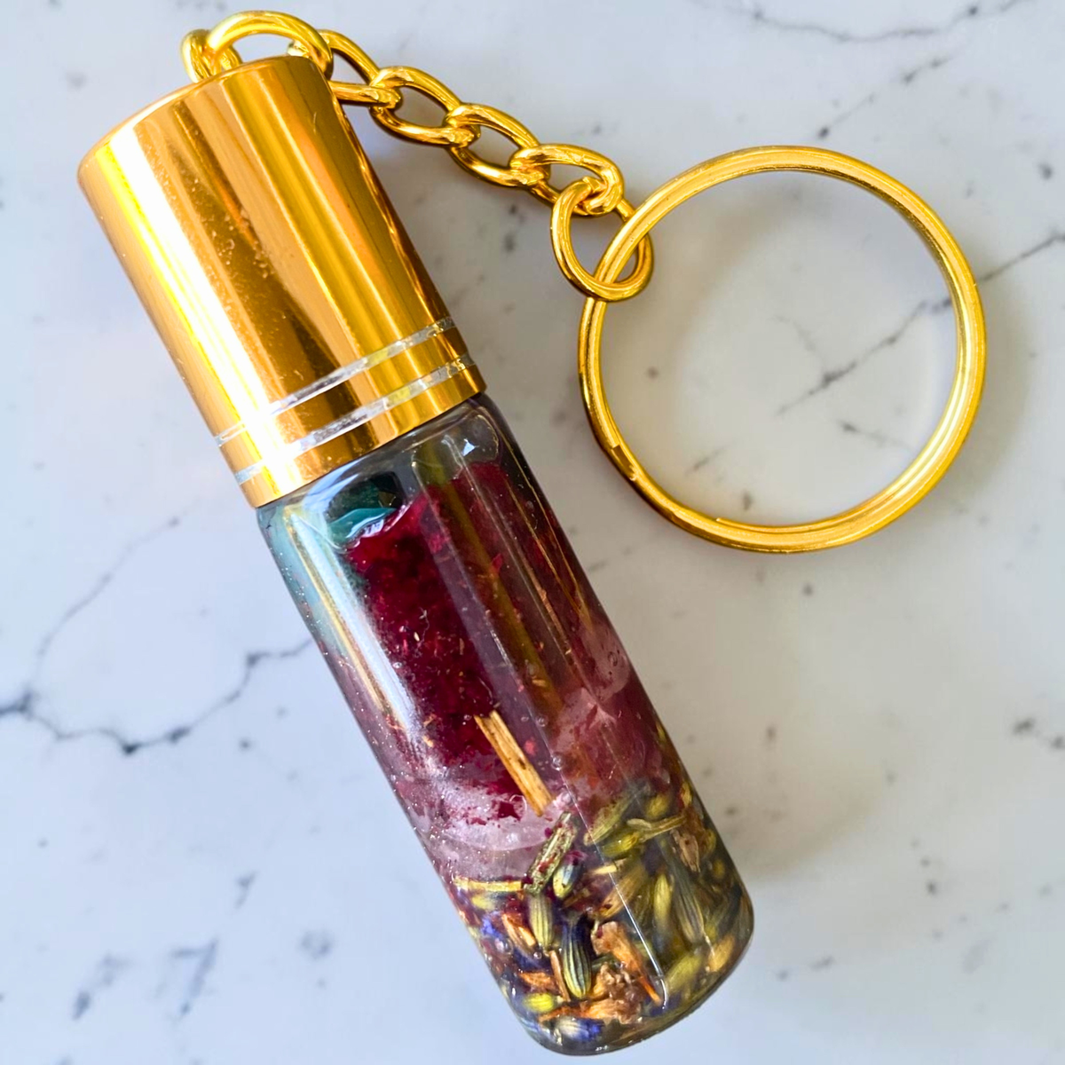 Self Love / Self Growth Keychain | Handmade Crystal & Herb Charm